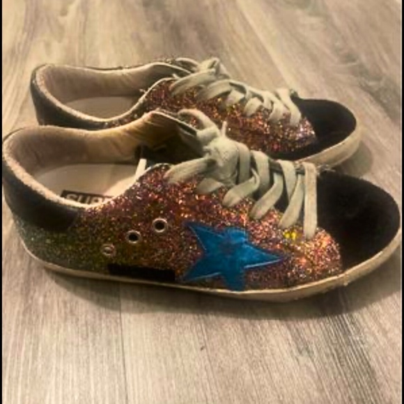 Golden Goose Superstar Sneaker Multicolor Glitter Blue Star - Picture 1 of 4